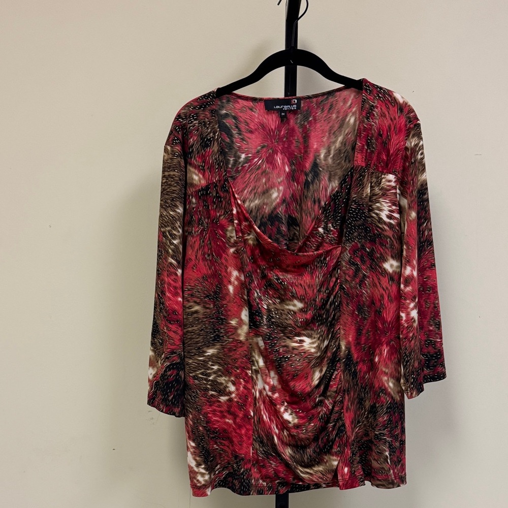 Lauraplus Red and Brown Women's Blouse